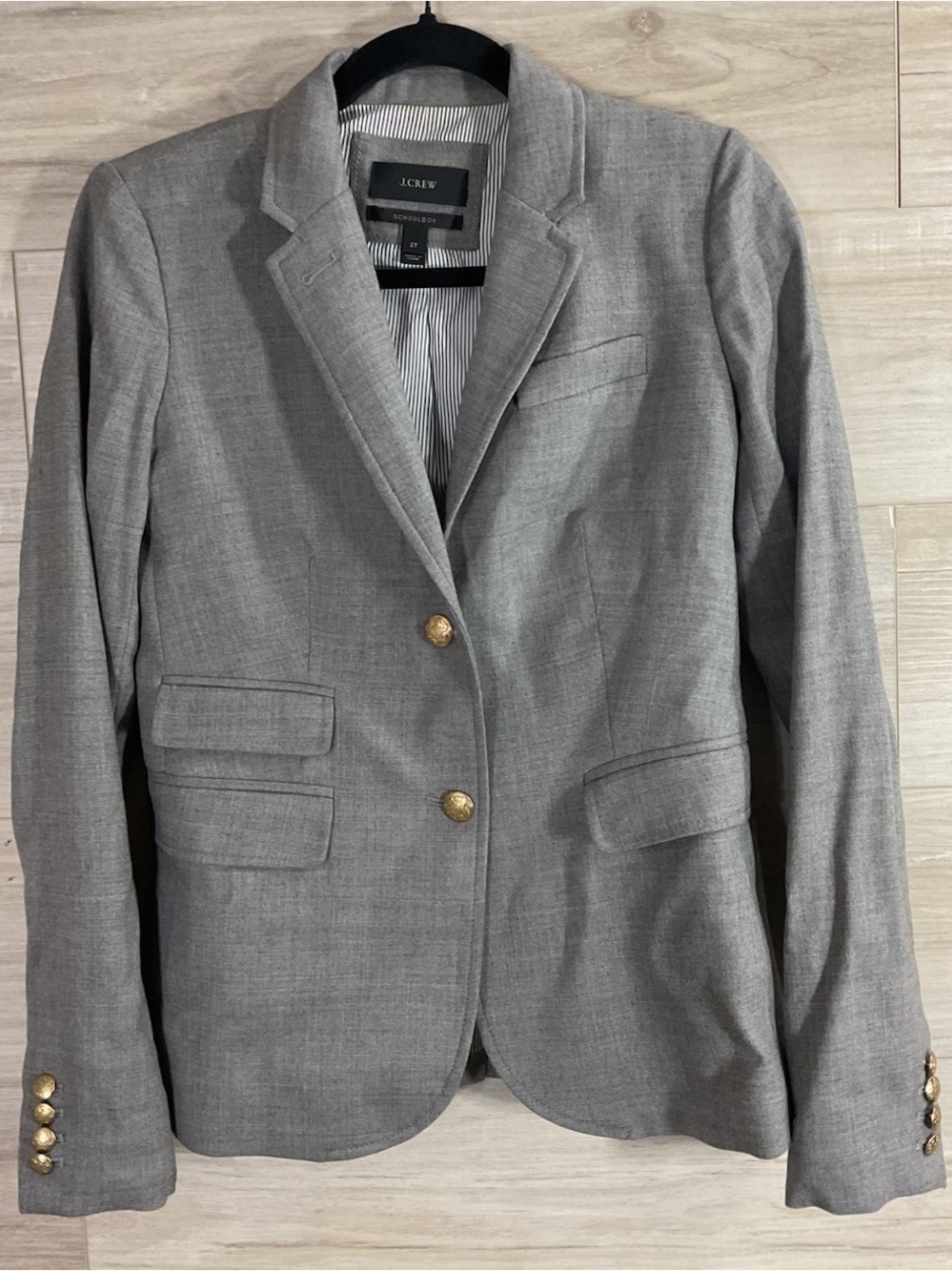 J. Crew Light Gray Blazer with Gold Buttons 2T